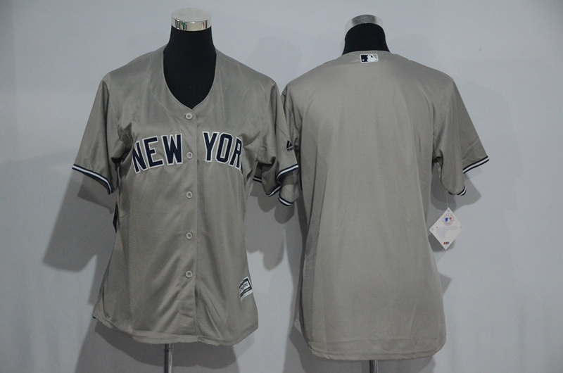 Womens 2017 MLB New York Yankees Blank Grey Jerseys->women mlb jersey->Women Jersey